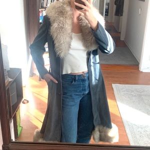 insane leather fur vintage coat!